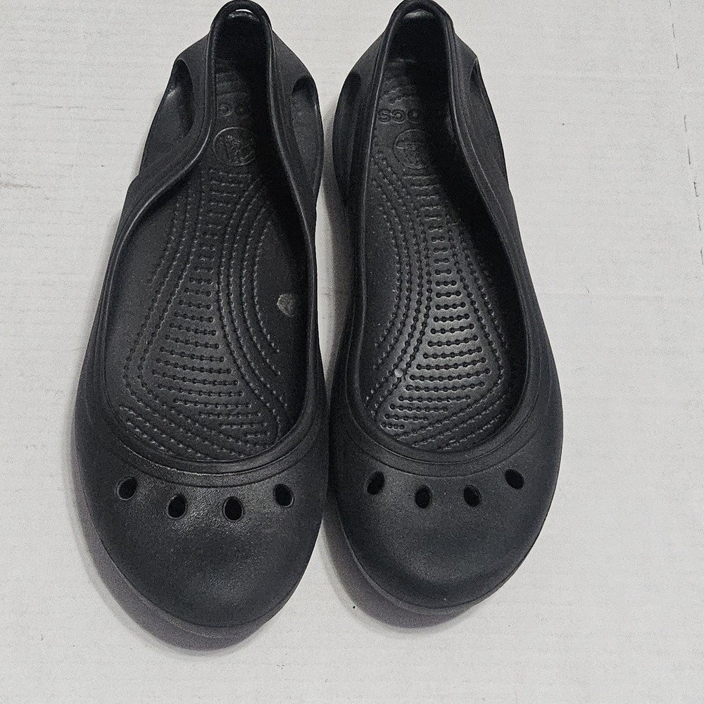 Crocs Ballet Flats Black Kelli Heel Cutouts Casual Slip-On Comfort Womens 11